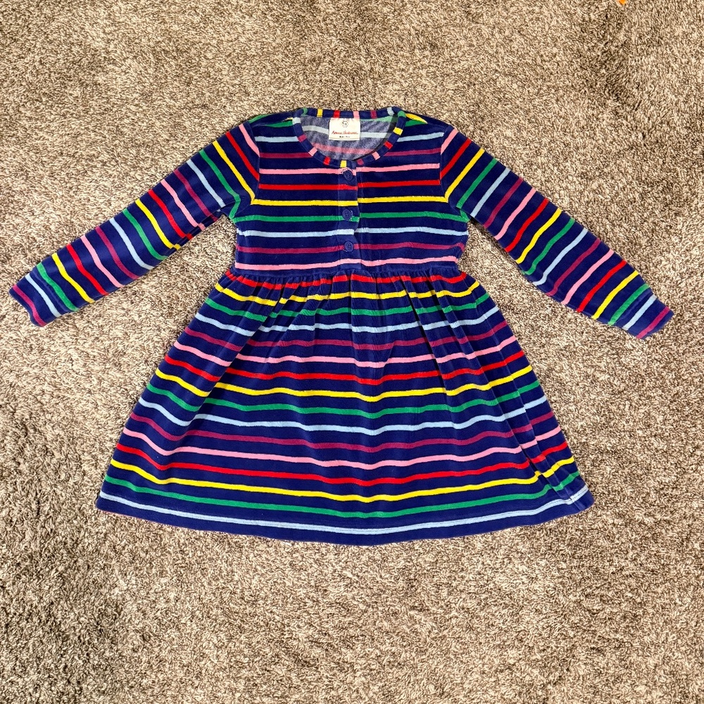 Hanna Andersson Rainbow Striped Velour Signature Dress Size 100cm / 4T